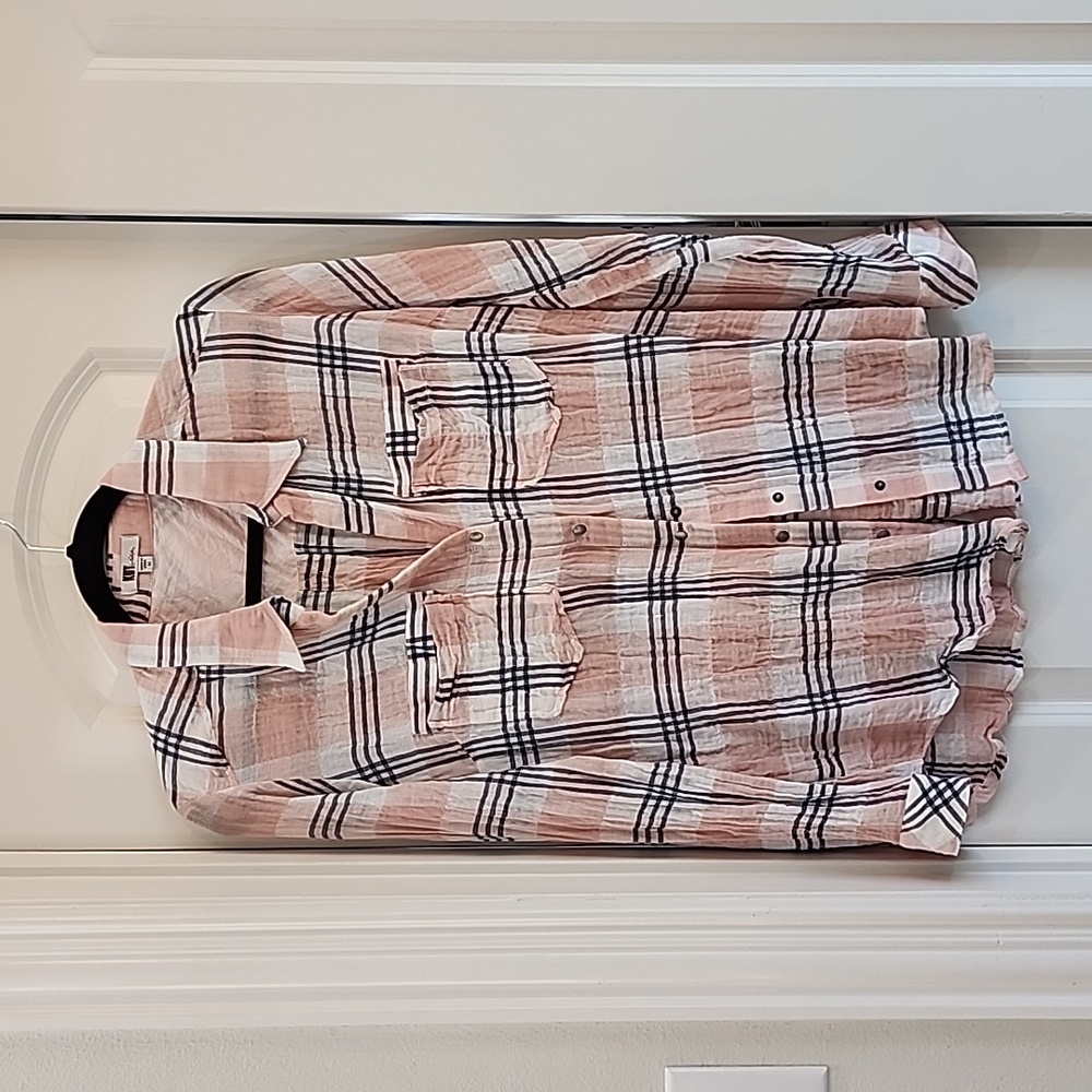 Kut from the Kloth pink plaid button down